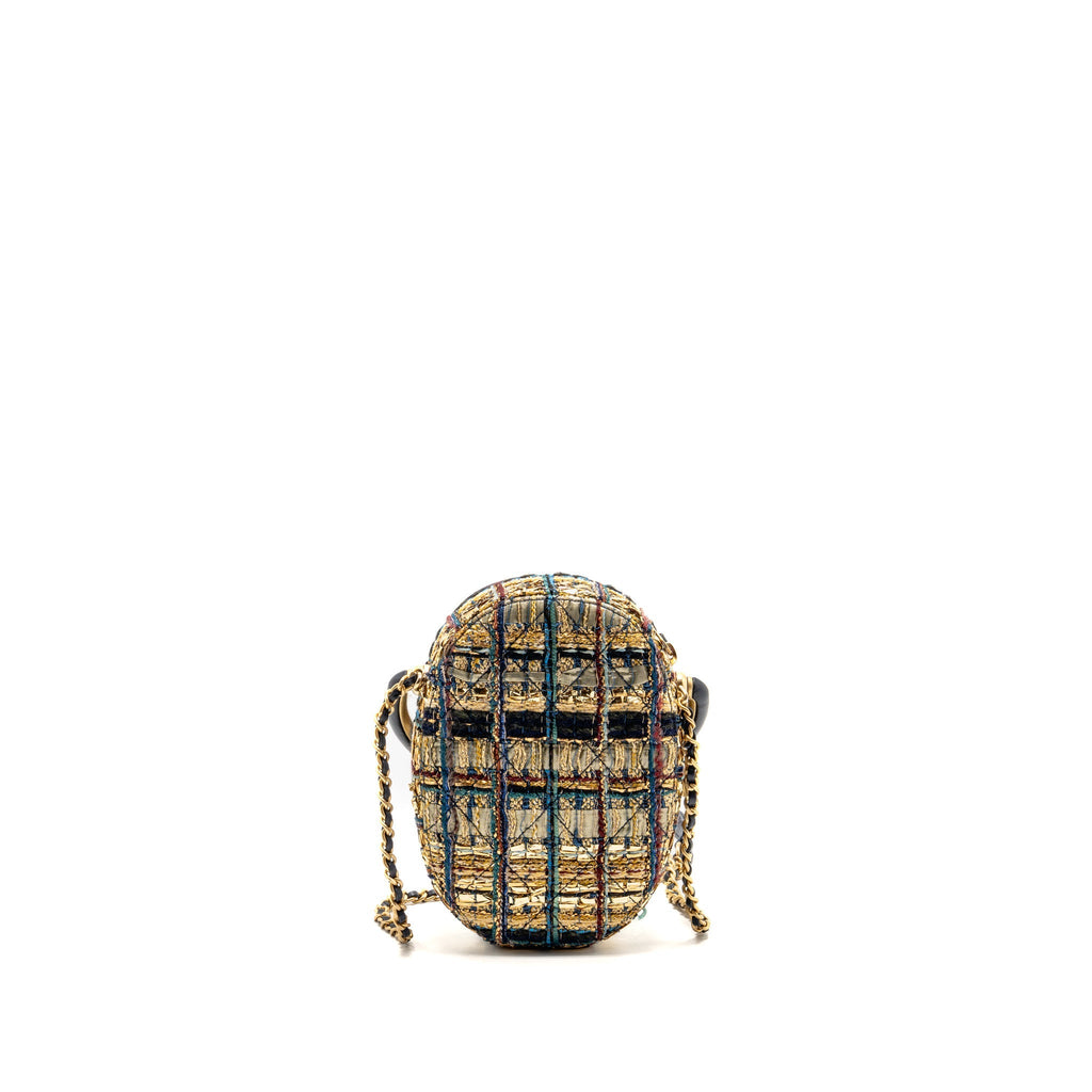 Chanel 19A Egypt Oval Camera Case Tweed Multicolour GHW