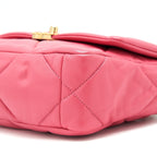 CHANEL SMALL 19 FLAP BAG GOATSKIN PINK WITH GOLD/SILVER HARDWARE