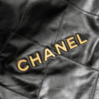 CHANEL SMALL 22 BAG SHINY CALFSKIN BLACK GHW (MICROCHIP)