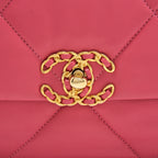 CHANEL SMALL 19 FLAP BAG GOATSKIN PINK WITH GOLD/SILVER HARDWARE