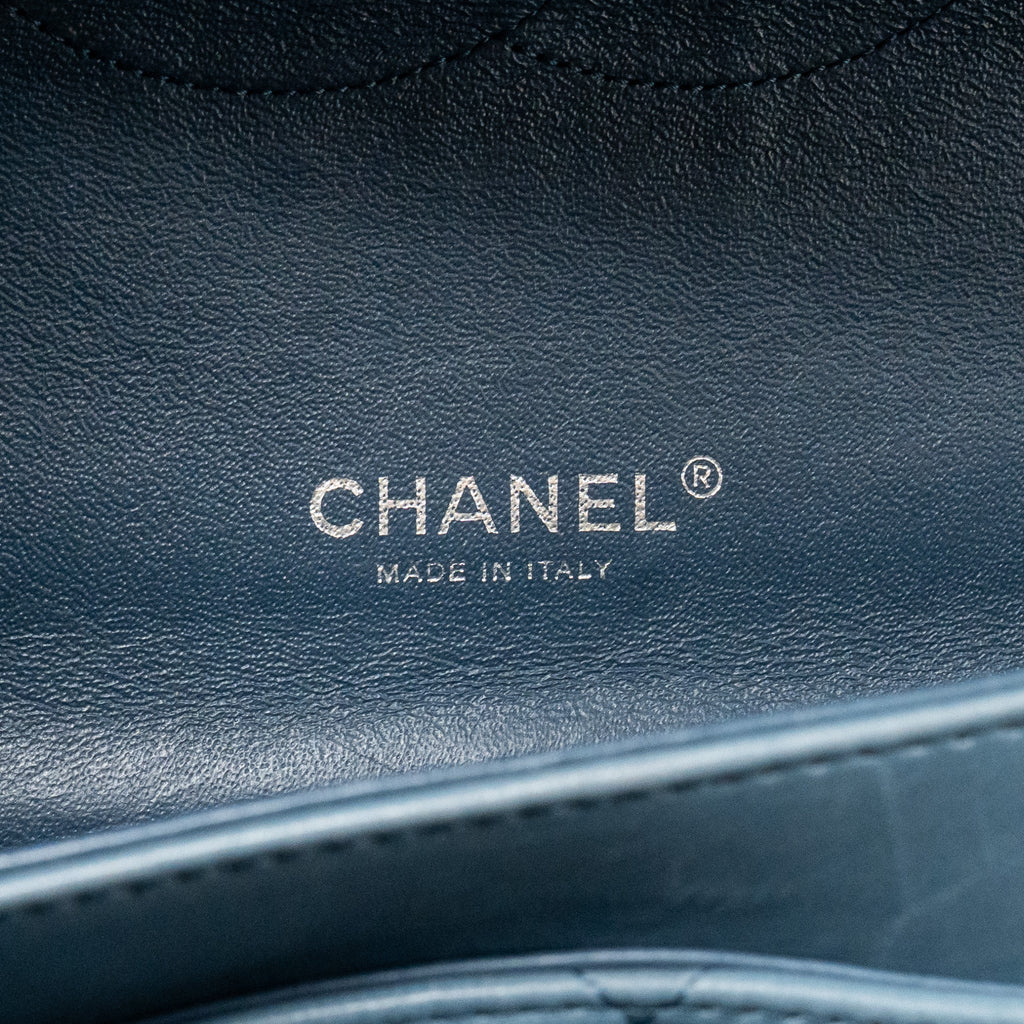 Chanel Classic maxi double flap bag lambskin blue SHW