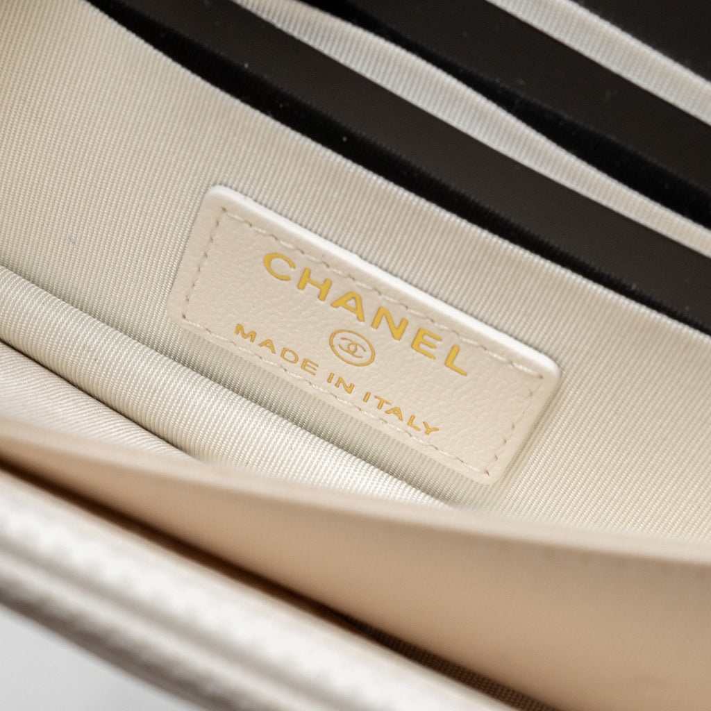 CHANEL MINI FLAP WALLET WITH CHAIN LAMBSKIN WHITE LGHW
