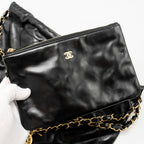 CHANEL SMALL 22 BAG SHINY CALFSKIN BLACK GHW (MICROCHIP)