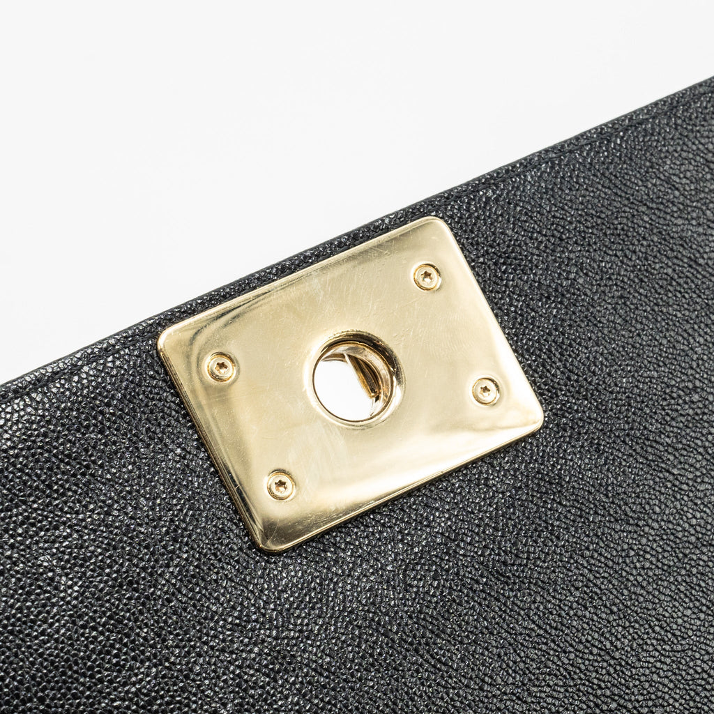 CHANEL SMALL BOY BAG CHEVRON CAVIAR BLACK LGHW