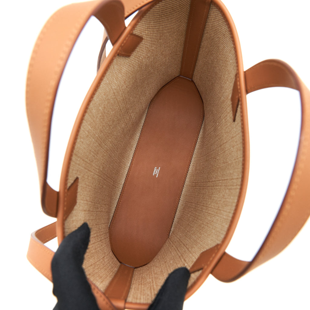 Hermes Cabas H en Biais 27 Bag Gold