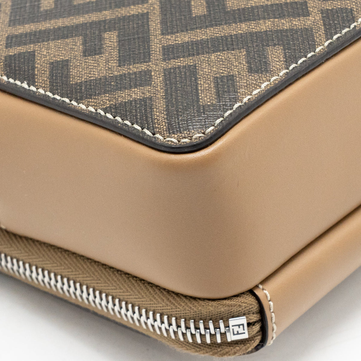 Fendi Squared FF Camera Case Organizer Bag Calfskin/FF Canvas Sand/Brown SHW