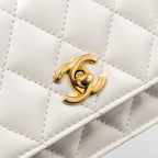 CHANEL 23P RAINBOW LETTER HANDLE MINI WALLET ON CHAIN CALFSKIN WHITE GHW (MICROCHIP)