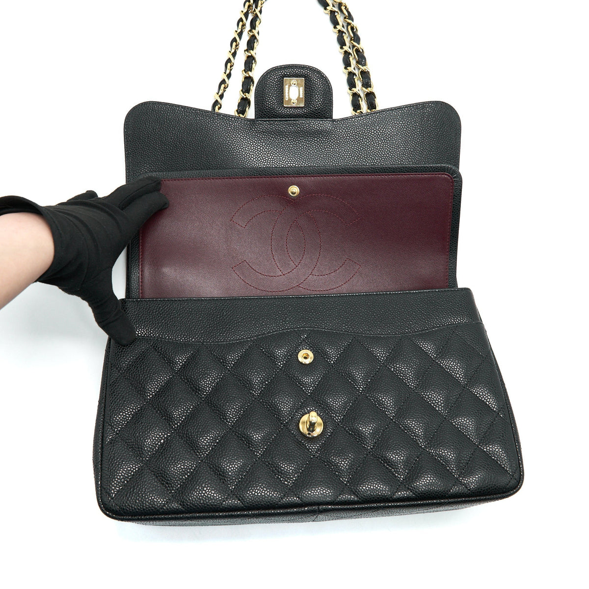 CHANEL JUMBO CLASSIC DOUBLE FLAP CAVIAR BLACK GHW