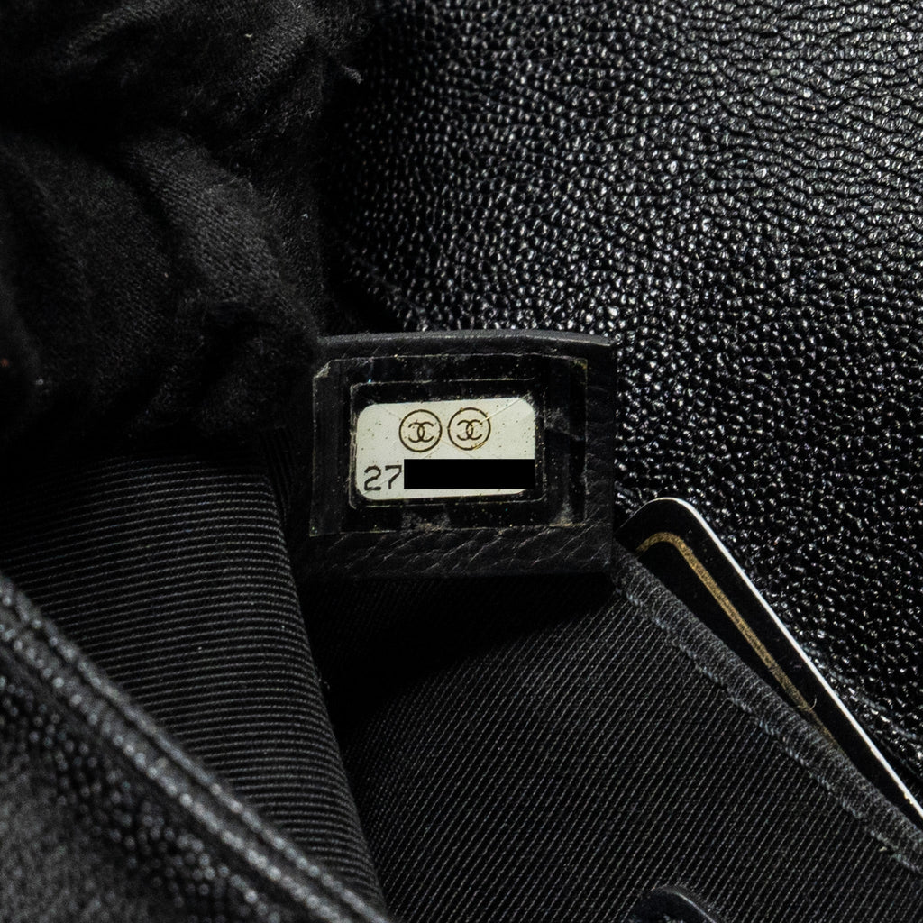 CHANEL SMALL BOY BAG CHEVRON CAVIAR BLACK LGHW