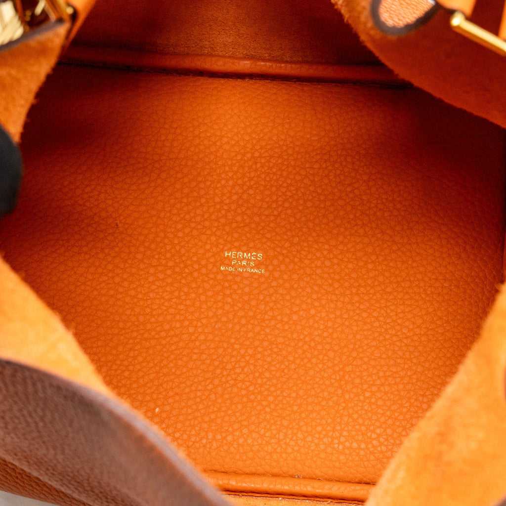 Hermes picotin 22 lock bag clemence orange GHW