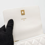 CHANEL 23P RAINBOW LETTER HANDLE MINI WALLET ON CHAIN CALFSKIN WHITE GHW (MICROCHIP)