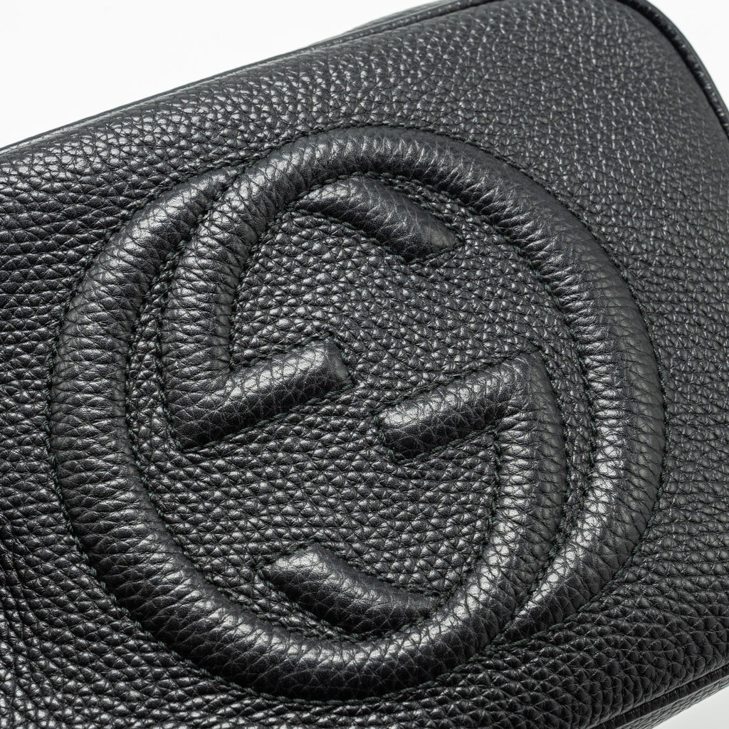 GUCCI DISCO SOHO CAMERA BAG GRAINED CALFSKIN BLACK GHW