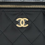 CHANEL SMALL HANDLE VANITY WITH CHAIN  LAMBSKIN BLACK GHW