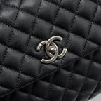 CHANEL LARGE COCO HANDLE CAVIAR BLACK RUTHENIUM HARDWARE