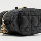 DIOR MICRO LADY DIOR VANITY CASE BAG CANNAGE LAMBSKIN BLACK LGHW