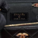 CHANEL SMALL HANDLE VANITY WITH CHAIN  LAMBSKIN BLACK GHW