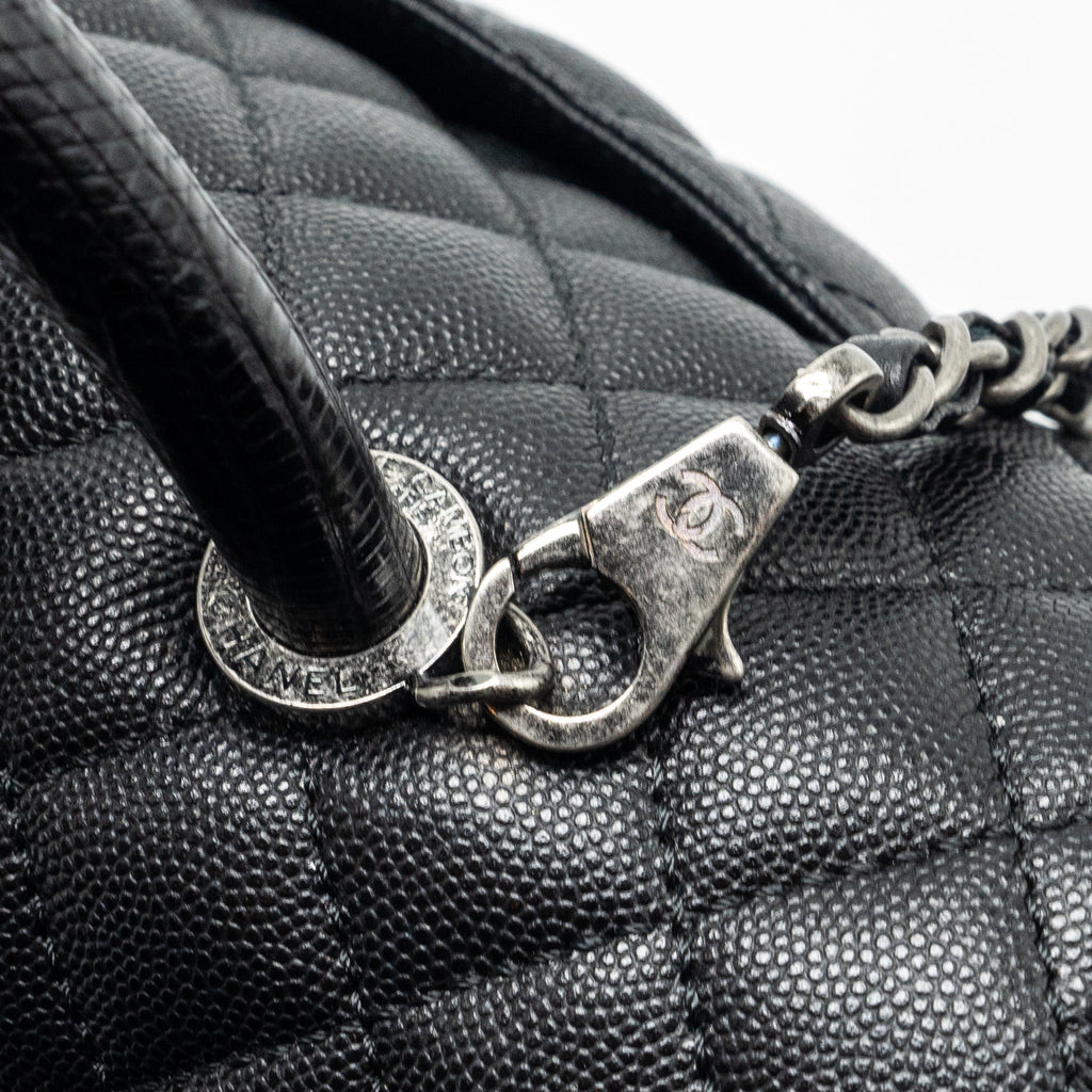 CHANEL LARGE COCO HANDLE CAVIAR BLACK RUTHENIUM HARDWARE