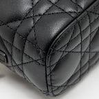 DIOR MICRO LADY DIOR VANITY CASE BAG CANNAGE LAMBSKIN BLACK LGHW