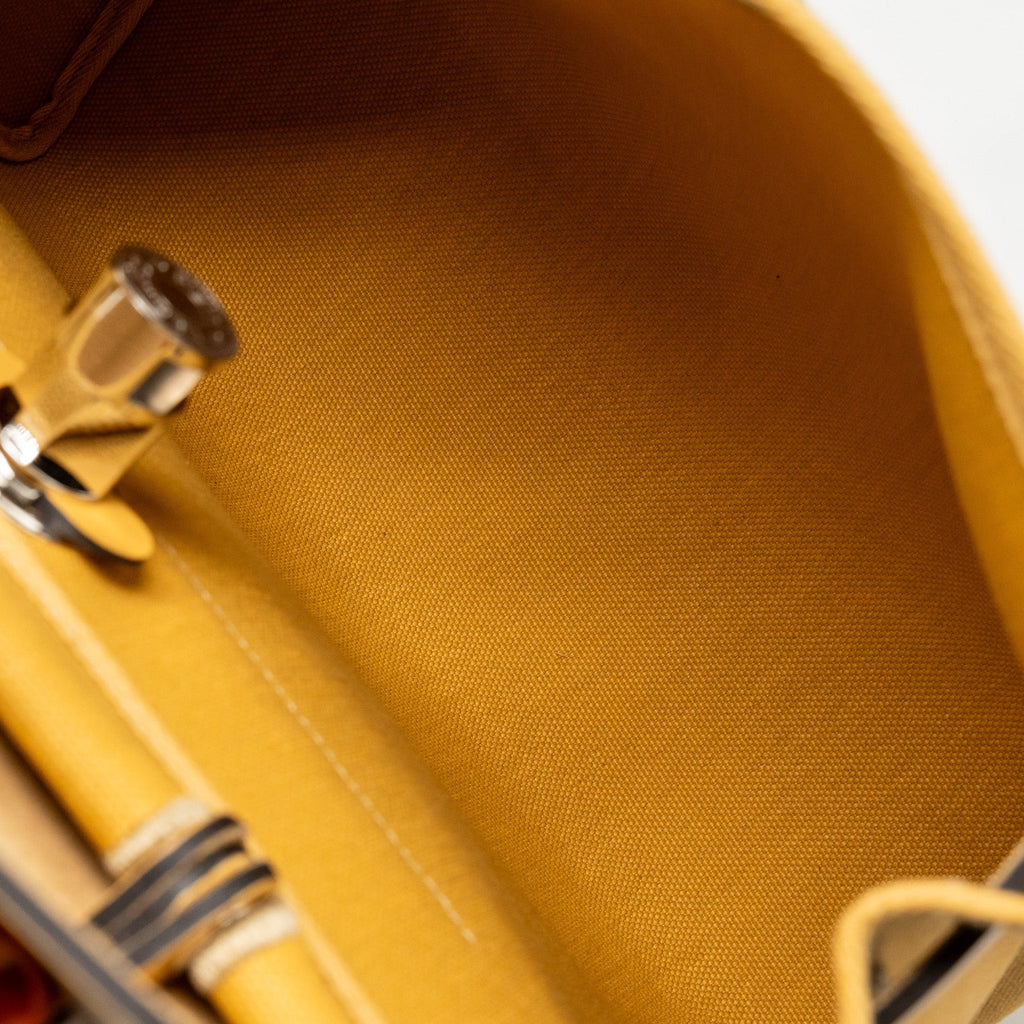 Hermes Herbag 31 Zip Bag CANVAS/HUNTER LEATHER Paille SHW