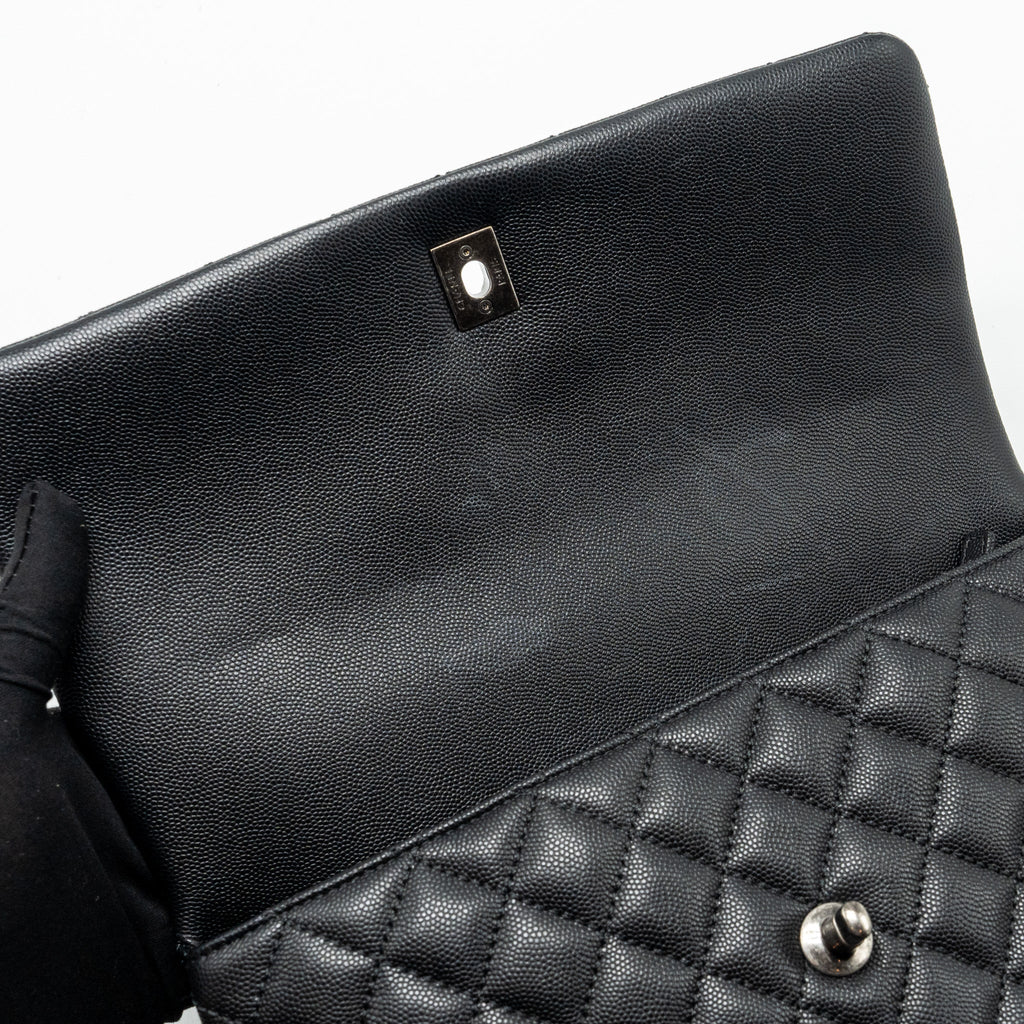 CHANEL LARGE COCO HANDLE CAVIAR BLACK RUTHENIUM HARDWARE