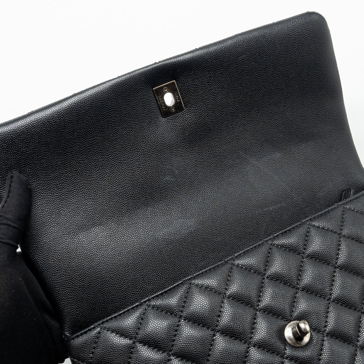 CHANEL LARGE COCO HANDLE CAVIAR BLACK RUTHENIUM HARDWARE