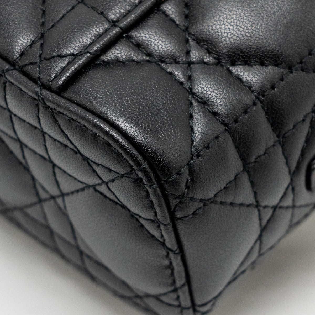 DIOR MICRO LADY DIOR VANITY CASE BAG CANNAGE LAMBSKIN BLACK LGHW