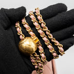 CHANEL PEARL CRUSH MINI SQUARE FLAP BAG LAMBSKIN PINK GHW (MICROCHIP)