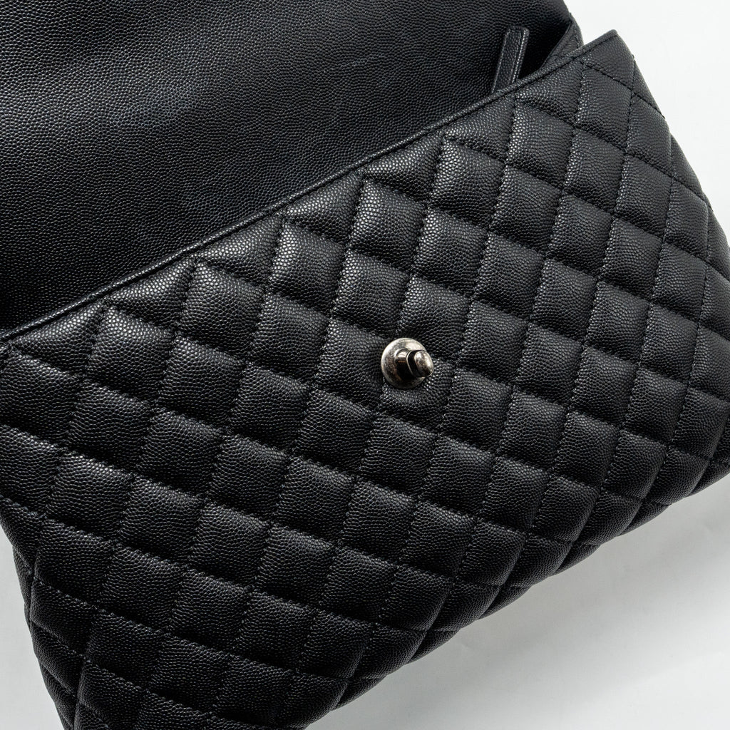 CHANEL LARGE COCO HANDLE CAVIAR BLACK RUTHENIUM HARDWARE