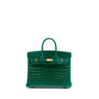 HERMES BIRKIN 25 SHINY CROCODILE 6Q VERT EMERAUDE GHW