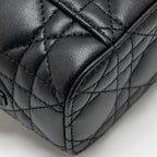 DIOR MICRO LADY DIOR VANITY CASE BAG CANNAGE LAMBSKIN BLACK LGHW