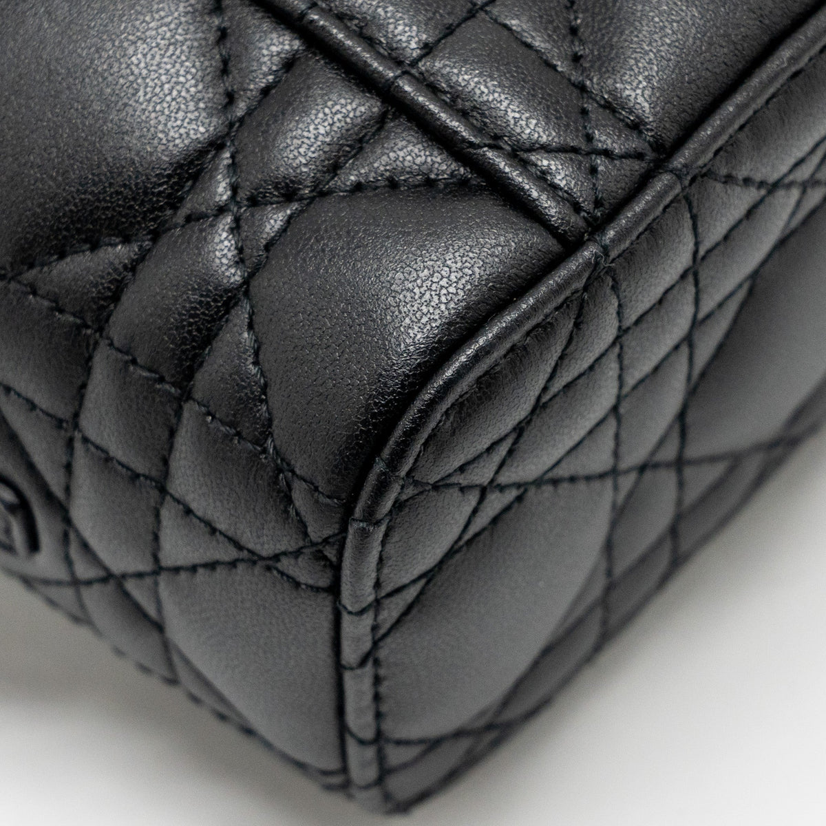 DIOR MICRO LADY DIOR VANITY CASE BAG CANNAGE LAMBSKIN BLACK LGHW
