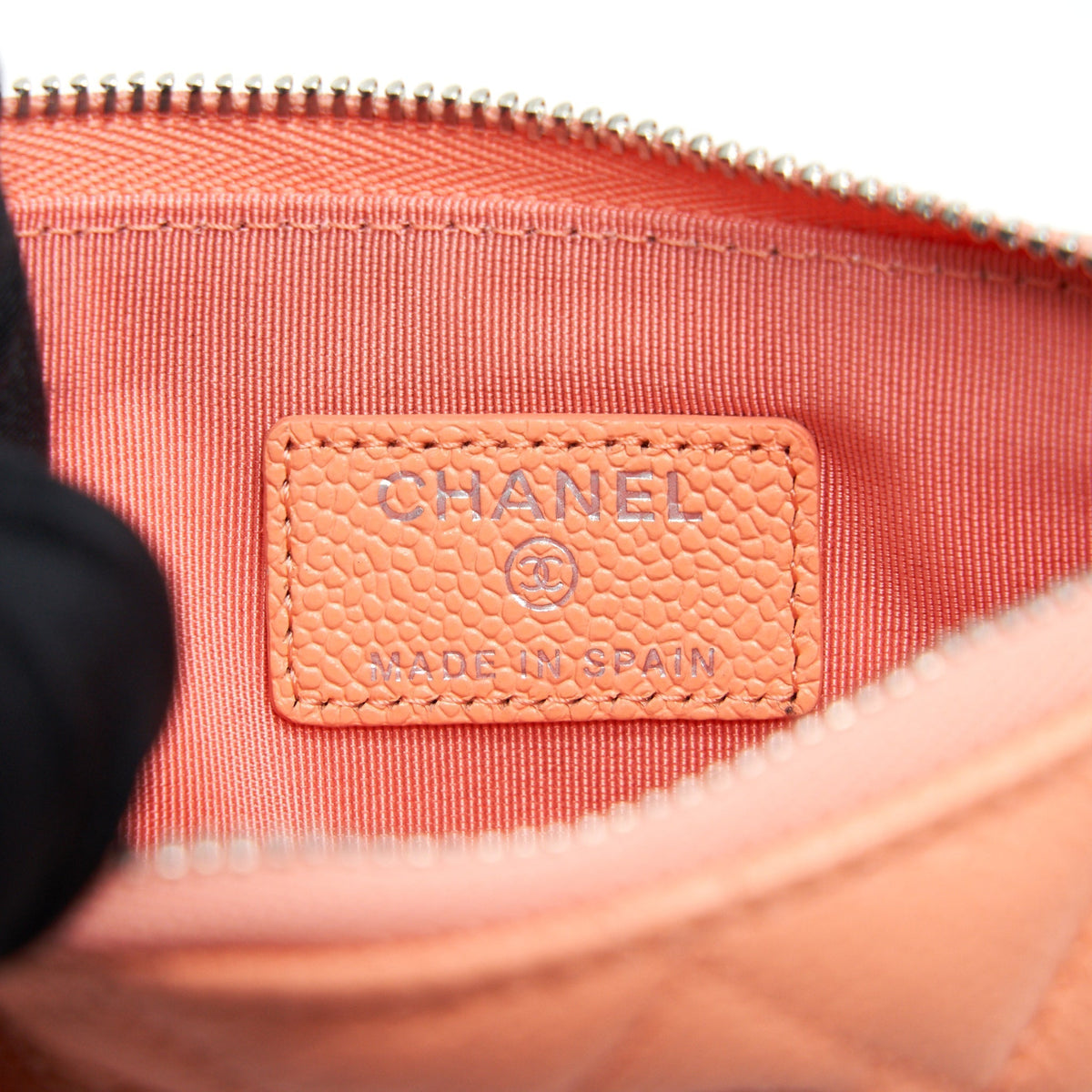 CHANEL MINI OCASE ZIP POUCH CORAL CAVIAR
