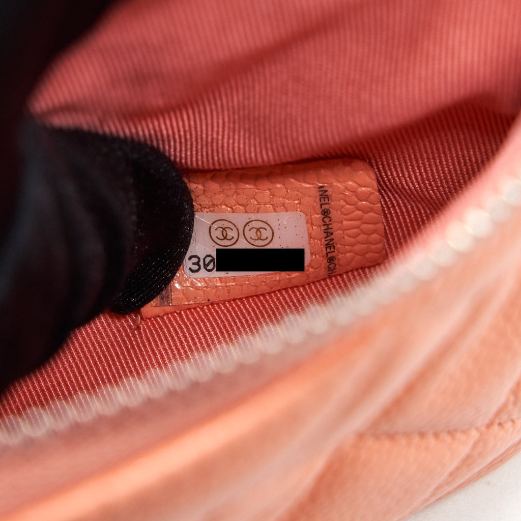 CHANEL MINI OCASE ZIP POUCH CORAL CAVIAR