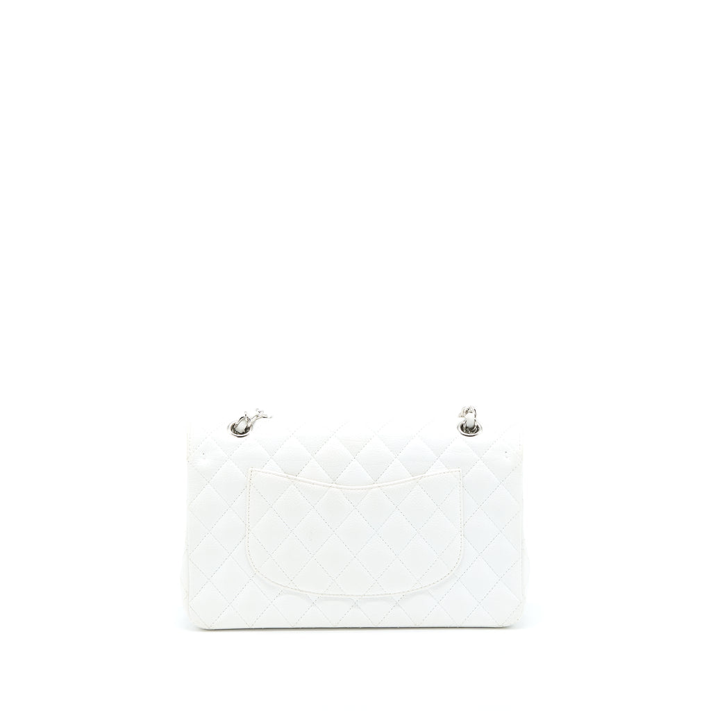 CHANEL MEDIUM CLASSIC FLAP CAVIAR WHITE SHW