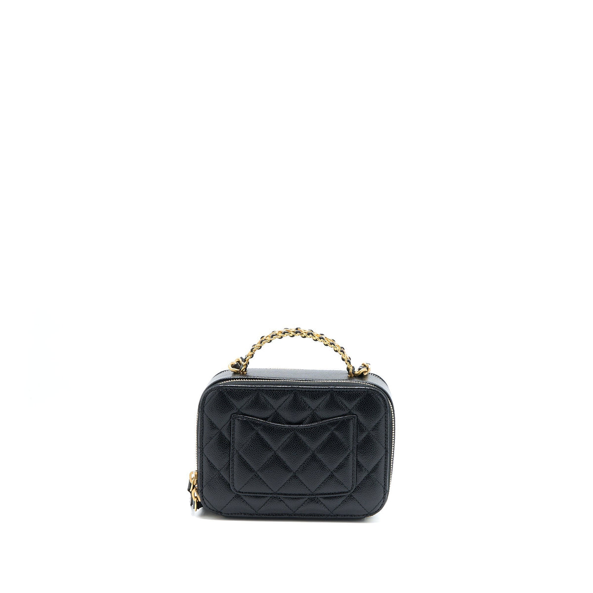 CHANEL 22S TOP HANDLE SMALL VANITY CASE CAVIAR BLACK BRUSHED GHW (MICROCHIP)