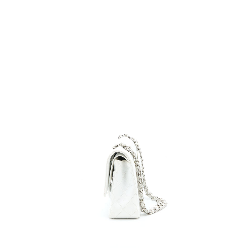 CHANEL MEDIUM CLASSIC FLAP CAVIAR WHITE SHW