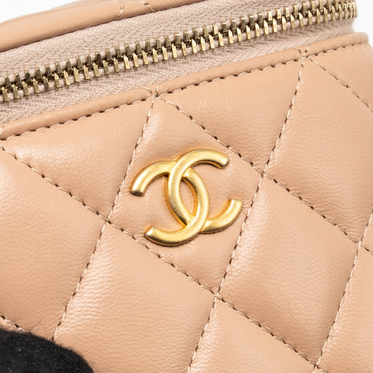Chanel Top Handle Mini Vanity Lambskin Beige GHW
