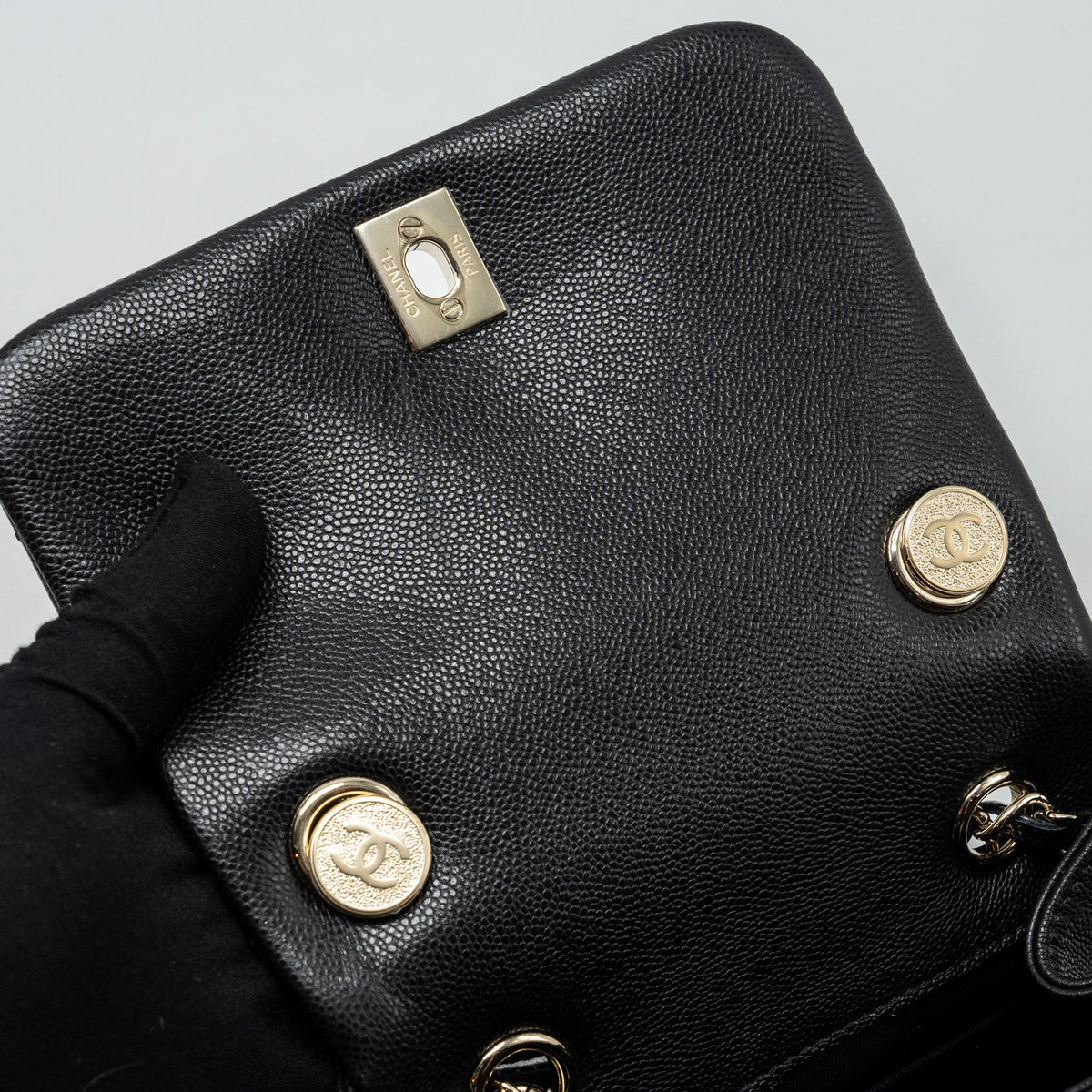 CHANEL TRIPLE POCKET BACKPACK CAVIAR BLACK LGHW (MICROCHIP)