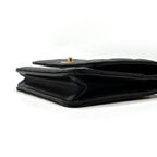 CHANEL PEARL CRUSH WALLET ON CHAIN LAMBSKIN BLACK GHW (MICROCHIP)