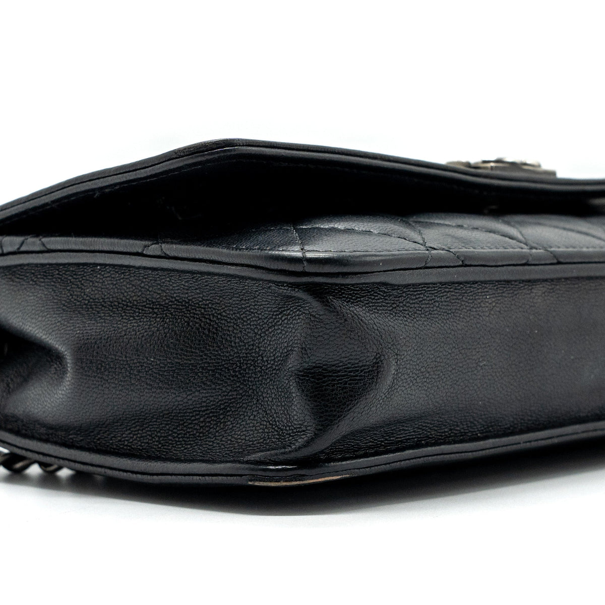 CHANEL BOY WALLET ON CHAIN LAMBSKIN BLACK RUTHENIUM HARDWARE