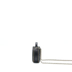 CHANEL MINI TOP HANDLE ROUND VANITY CASE WITH CHAIN CAVIAR BLACK LGHW