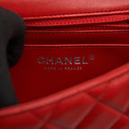 CHANEL MINI SQUARE FLAP BAG LAMBSKIN RED SHW