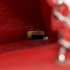 CHANEL MINI SQUARE FLAP BAG LAMBSKIN RED SHW