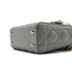 DIOR MINI LADY DIOR LAMBSKIN GREY LGHW
