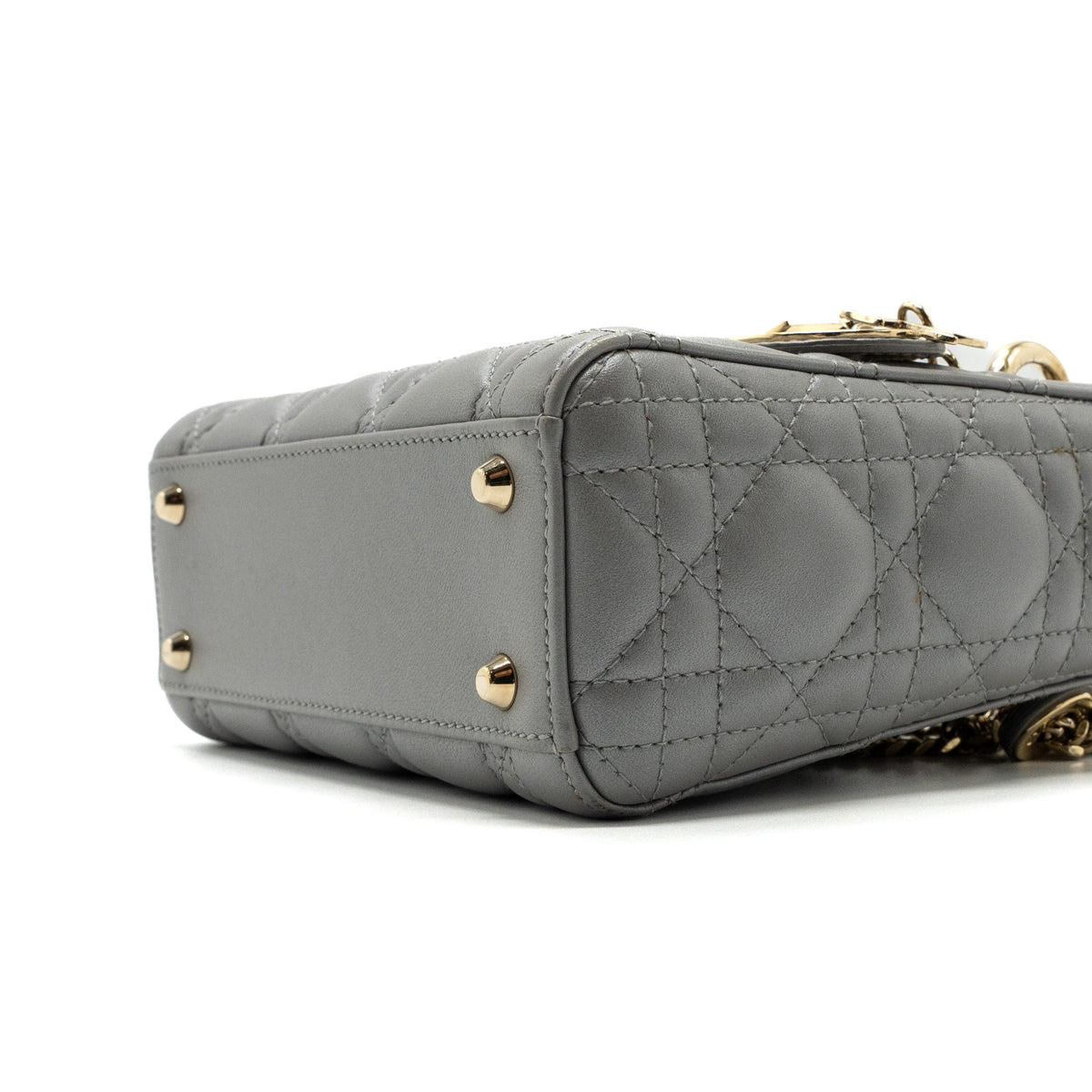 DIOR MINI LADY DIOR LAMBSKIN GREY LGHW