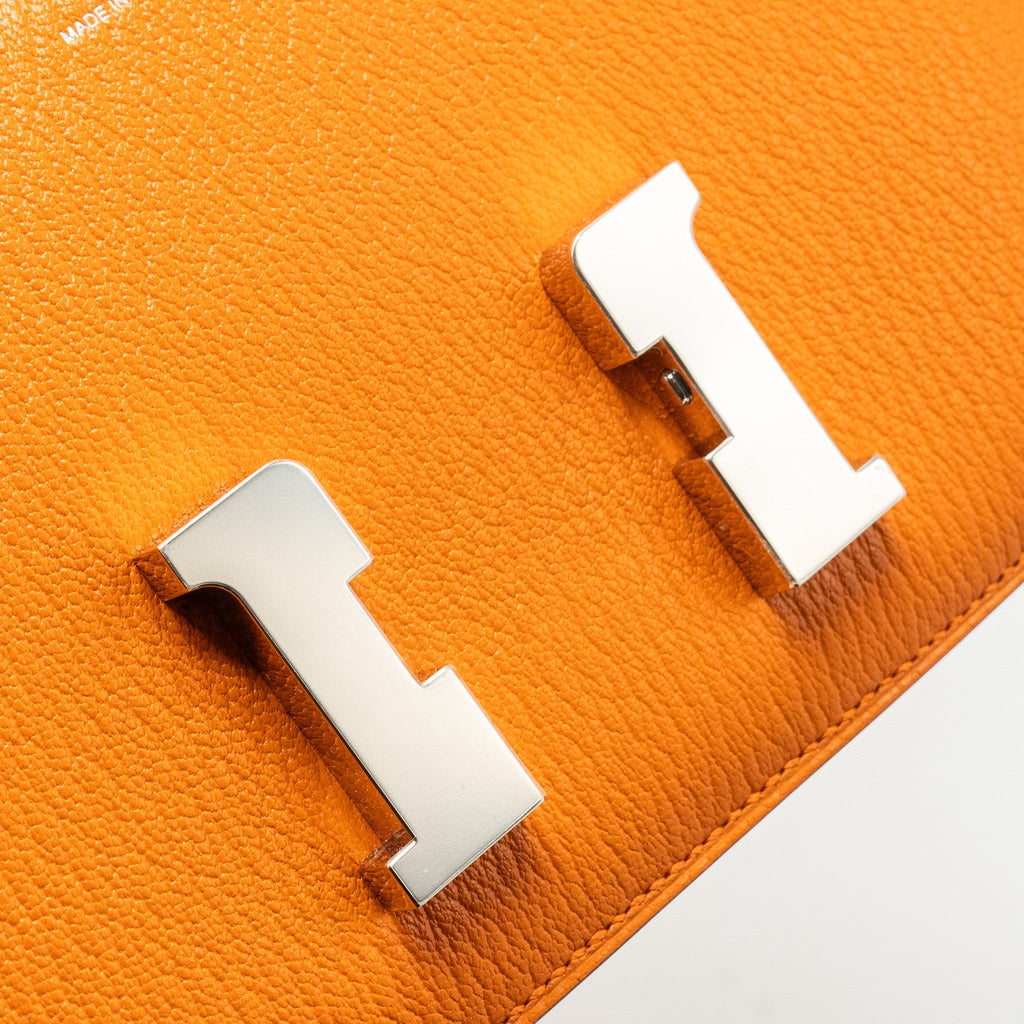 Hermes Mini Constance chevron mysore orange / rose azalee SHW