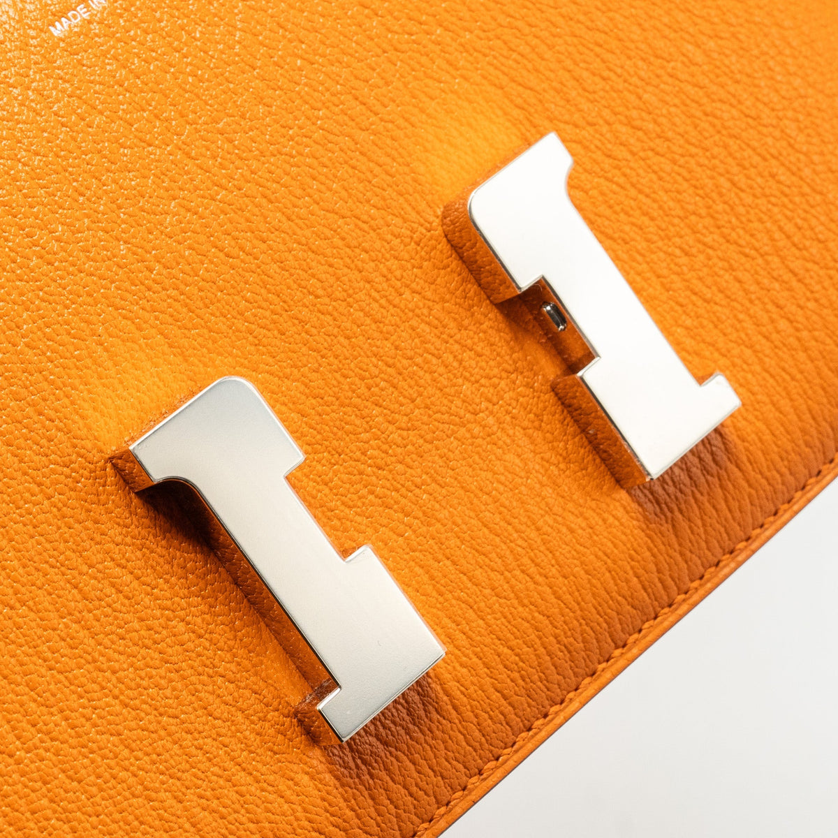 Hermes Mini Constance chevron mysore orange / rose azalee SHW