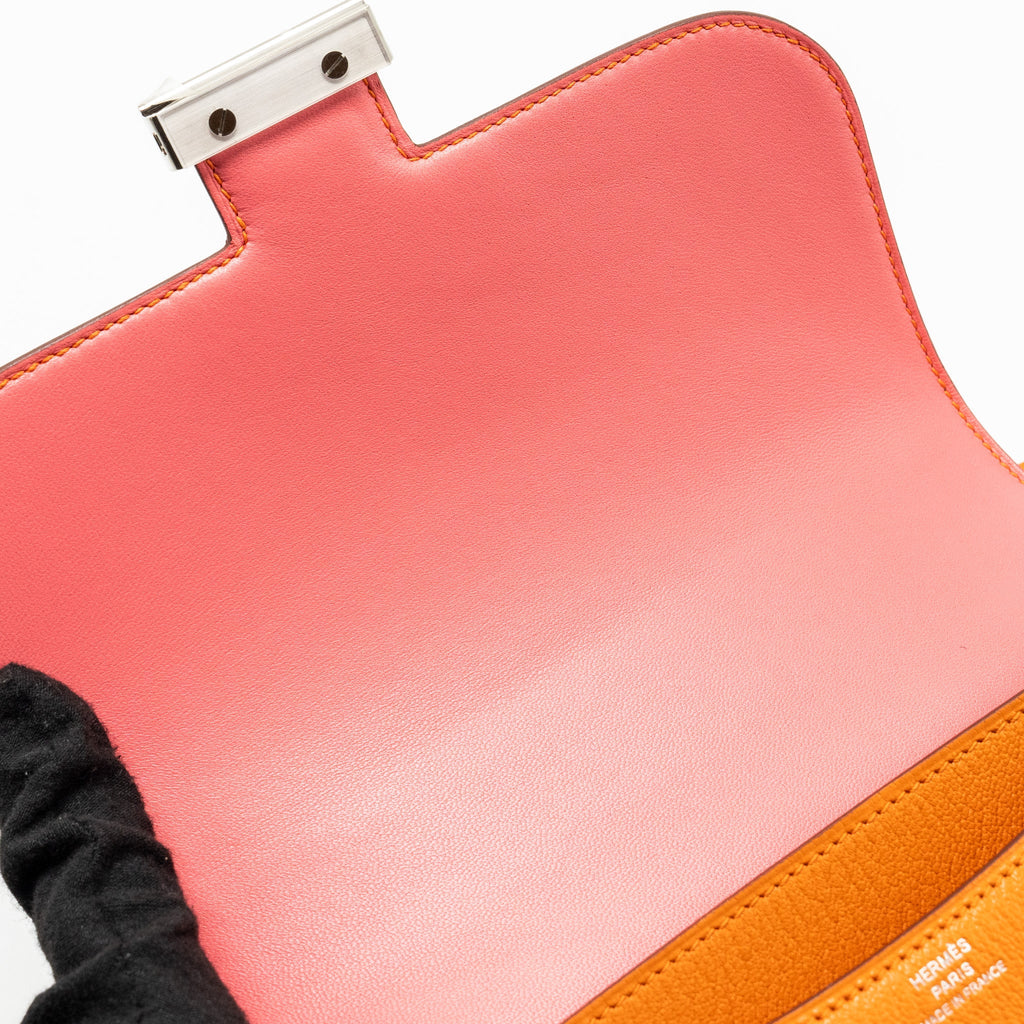 Hermes Mini Constance chevron mysore orange / rose azalee SHW