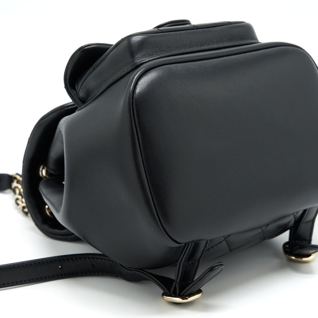 CHANEL DUMA MINI BACKPACK LAMBSKIN BLACK LGHW(MICROCHIP)