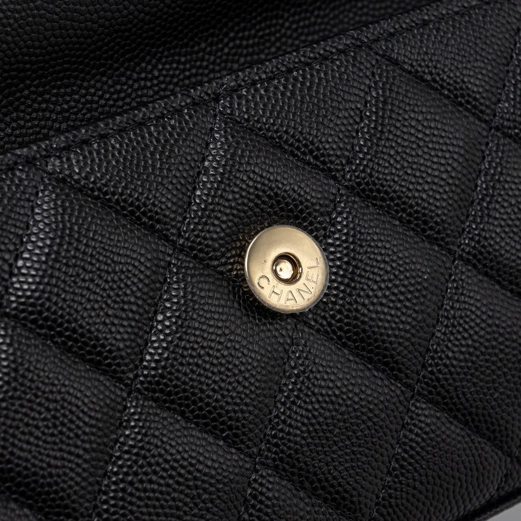 CHANEL TOP HANDLE MINI FLAP BAG WITH CHAIN CAVIAR BLACK LGHW (MICROCHIP)